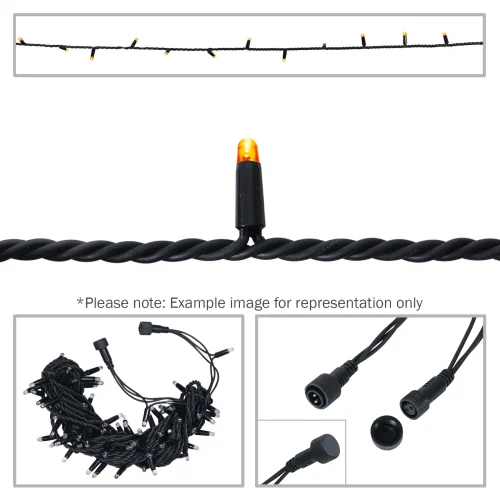 Elumen8 Orange LED Fairy Lights Black Cable Dimmable 10m Linkable